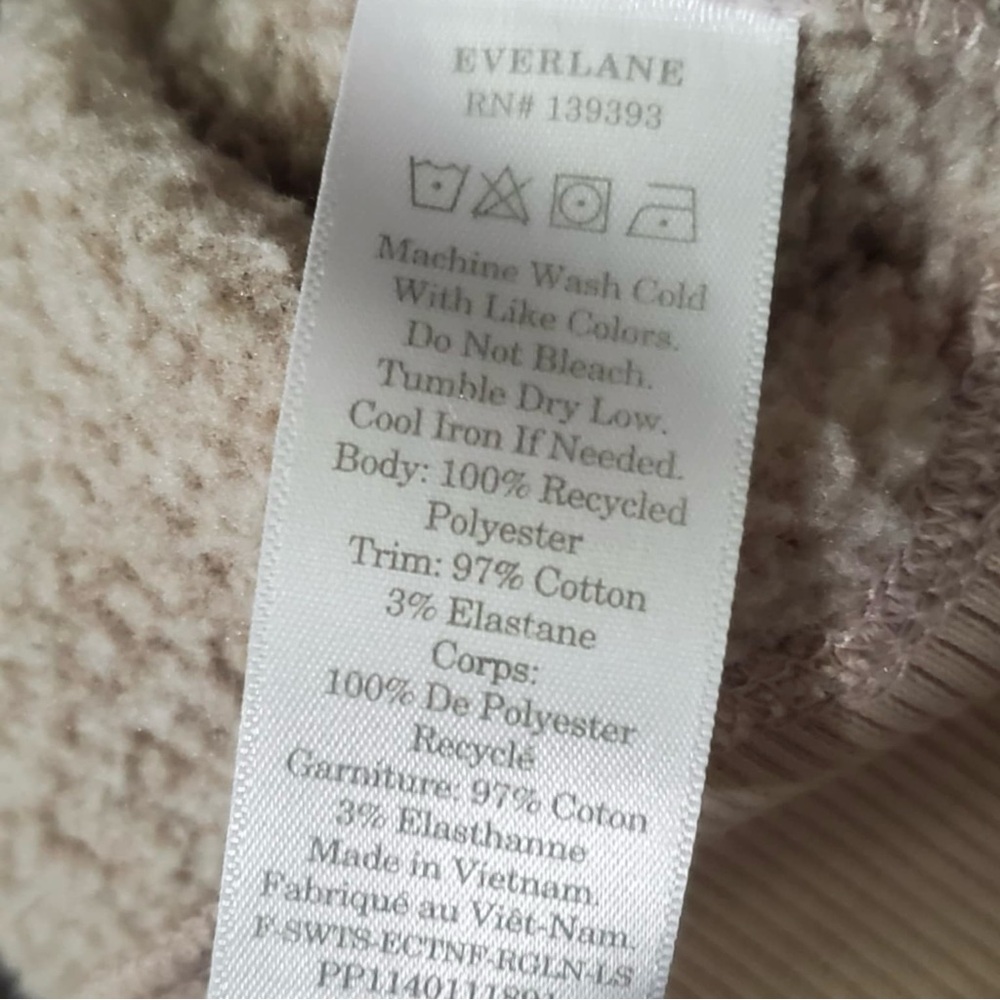 Everlane The ReNew Fleece Ragland Sweatshirt XL Sandstone - Picture 10 of 11